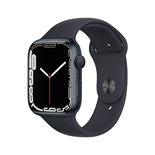 Apple Watch Series 7 (GPS, 45mm) Smartwatch - Aluminiumgehäuse Mitternacht, Sportarmband...