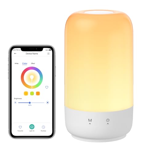 Meross Smart LED Nachttischlampe Touch Dimmbar Funktioniert mit Apple HomeKit, Farbwechsel WLAN LED...