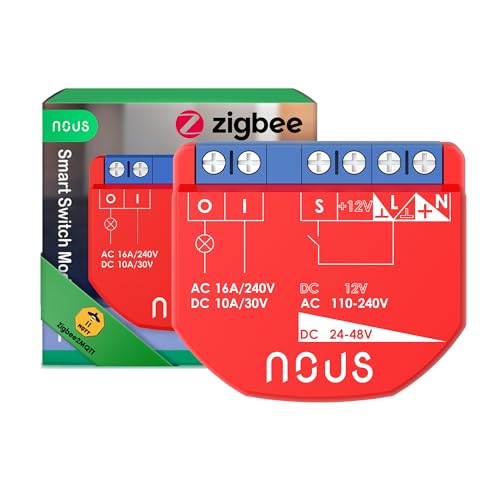 NOUS ZigBee Smart Switch Module, 1 Kanal, AC 16A/DC 10A, Trockenkontakte, 3.0 Hub erforderlich,...