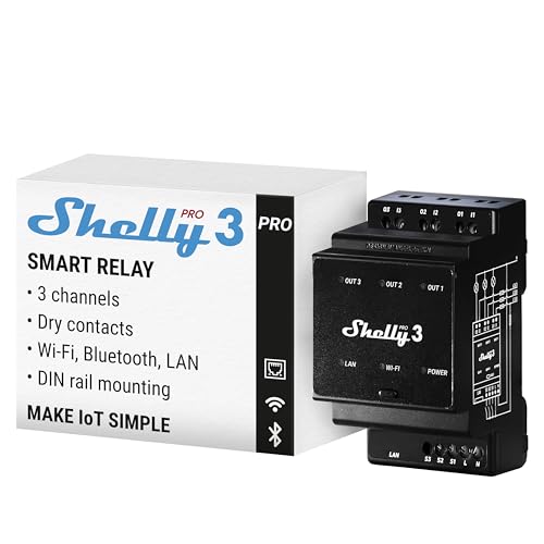 Shelly Pro 3 | Wlan, LAN & Bluetooth 3-Kanal 3-Phasen Smart Relais Schalter für Hutschiene - 48A |...