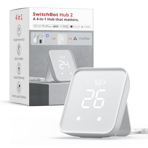 SwitchBot Hub 2, WLAN Thermometer Hygrometer, Smart IR Fernbedienung, Klimaanlagensteuerung,...