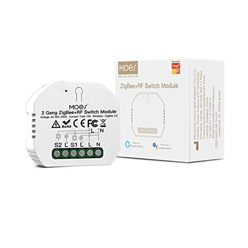 MOES ZigBee RF433 Smart DIY Alexa Wireless Switch, Smart Life Tuya Remote Control Connected Relais...