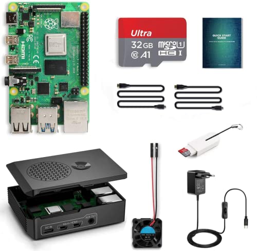 Raspberry Pi 4, Raspberry Pi Starter Kit (4GB RAM / 32GB SD), 5V 3A USB-C EIN/Aus-Schaltnetzteil,...