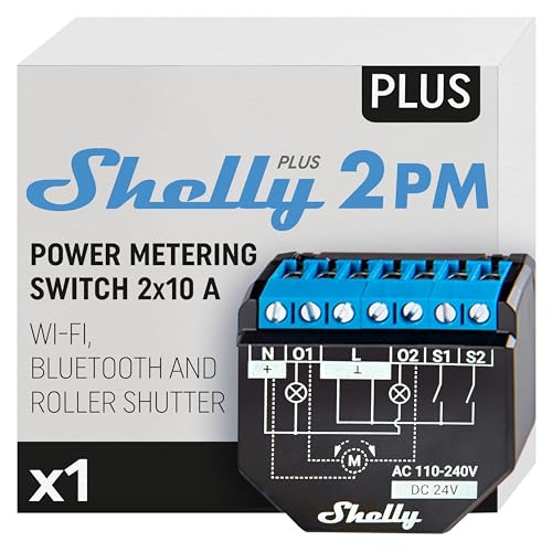 Shelly Plus 2PM | Wlan & Bluetooth 2 Kanäle Smart Relais Schalter | Rolladenschalter mit...