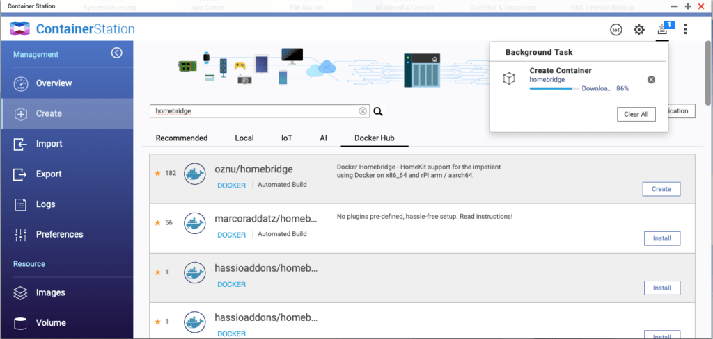 Dialogfenster download und Installation Docker Image.