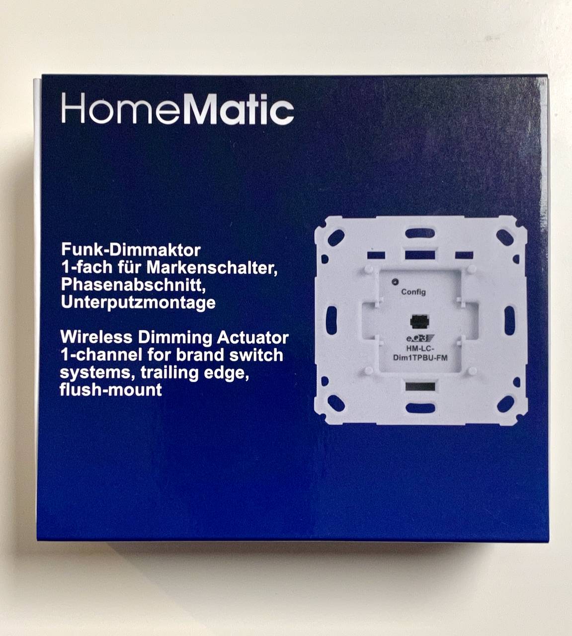 Umverpackung des Homematic Funk Dimmaktors für Markenschalter.