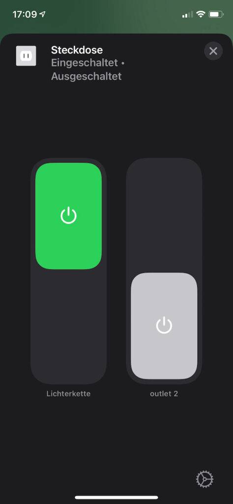 Meross Outdoor Plug Schalter innerhalb Apple Home App