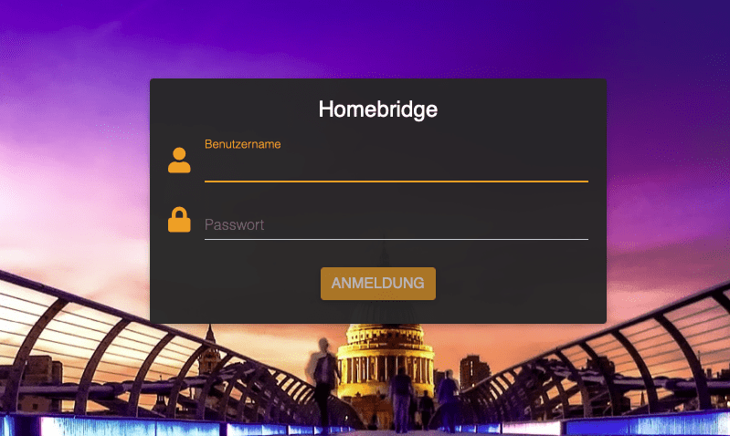 Homebridge Login Screen