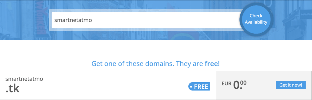 Prüfen der Domain Verfügbarkeit bei freenom