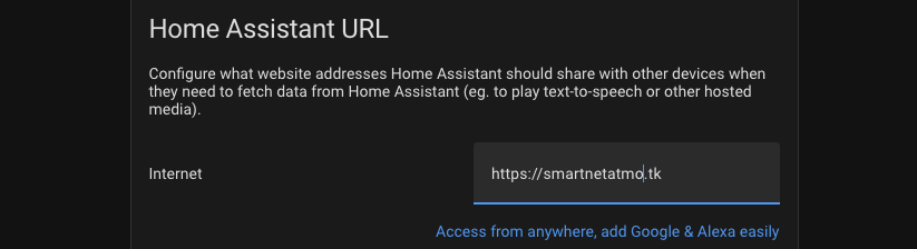 Home Assistant Externe URL