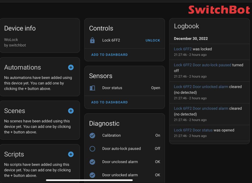 Switchbot Lock in Home Assistant