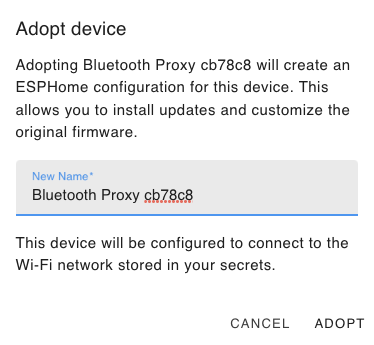 Bluetooth Proxy Name vergeben