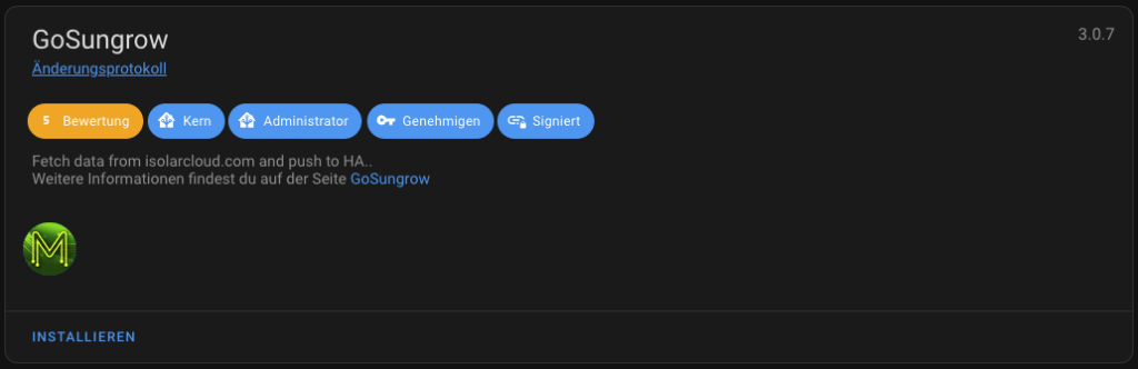 GoSungrow Add-On installieren