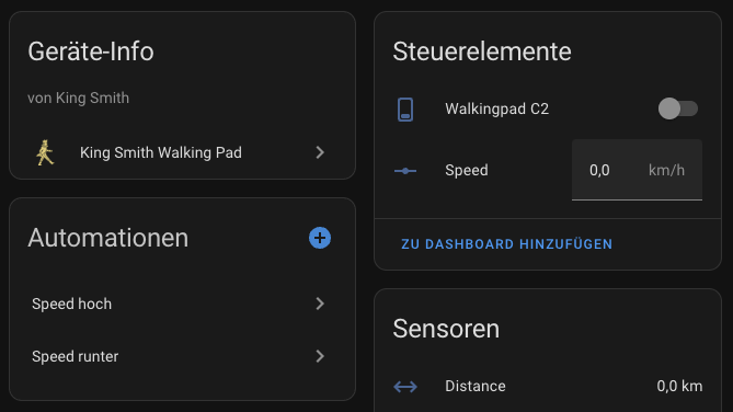 Walkingpad Home Assistant Integration