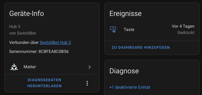 Switchbot Matter Button in Home Assistant