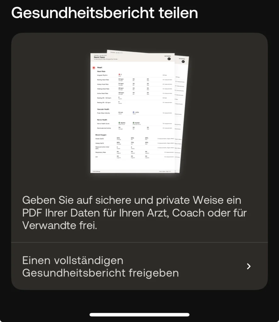 Withings Blutdruck Gesundheitsbericht teilen