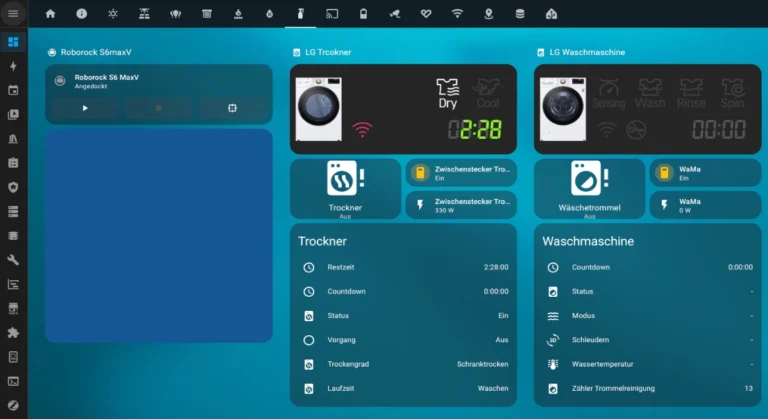 Mehr über den Artikel erfahren LG ThinQ Dashboard Karte für Home Assistant