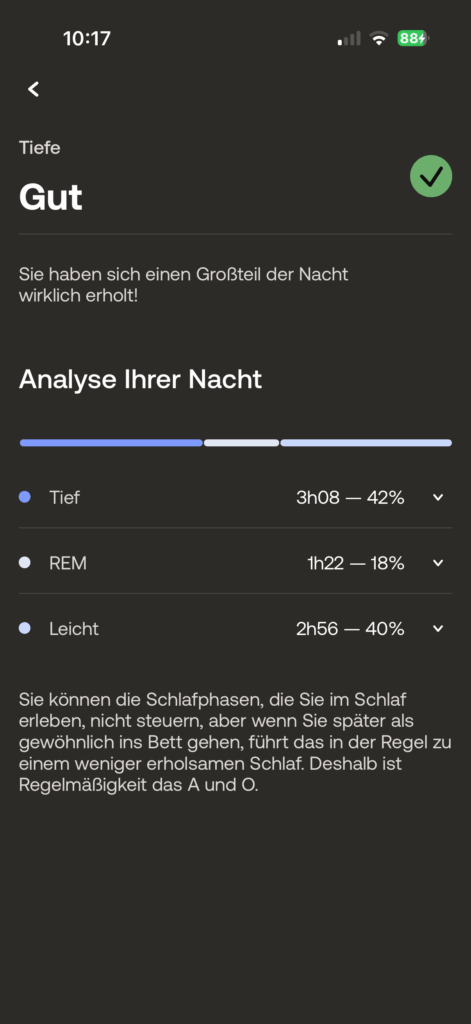 Withings Analyse der Nacht
