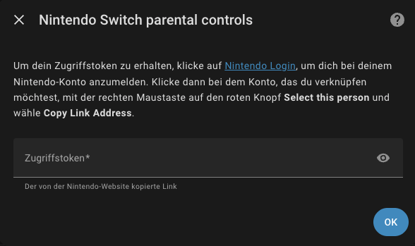 Nintendo Switch Zugriffstoken