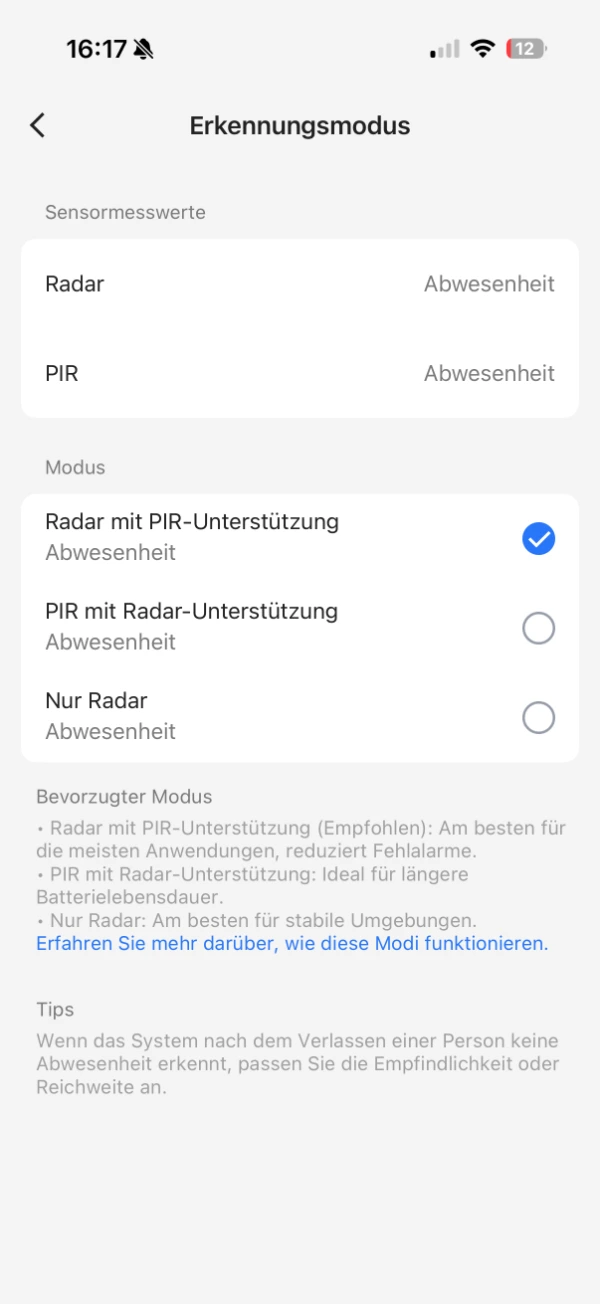 Meross MS605 Erkennungsmodus
