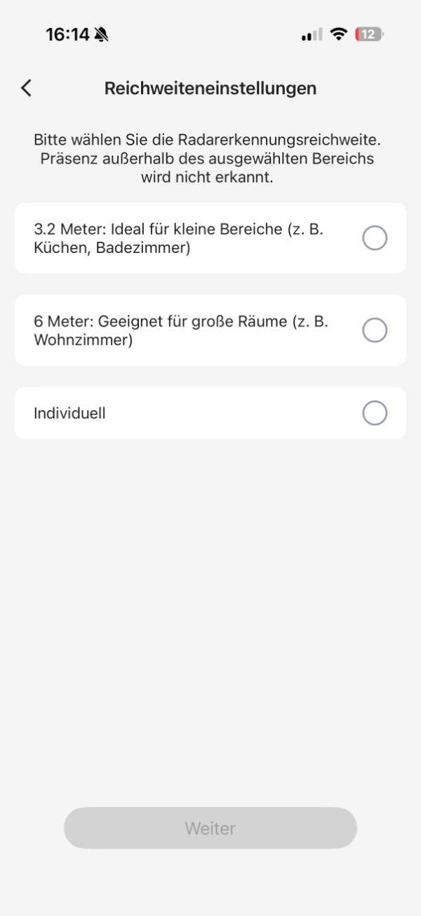 Meross MS605 Reichweiteneinstellung