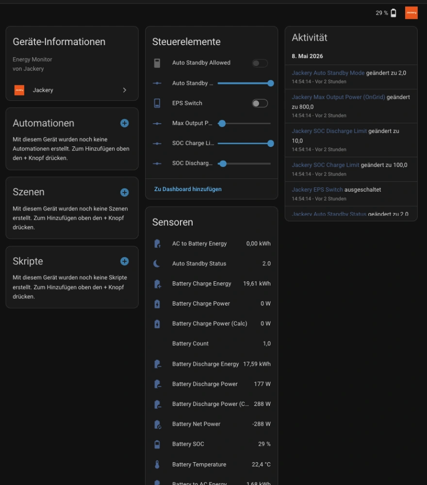 Jackery SolarVault 3 Pro Home Assistant HACS Integration