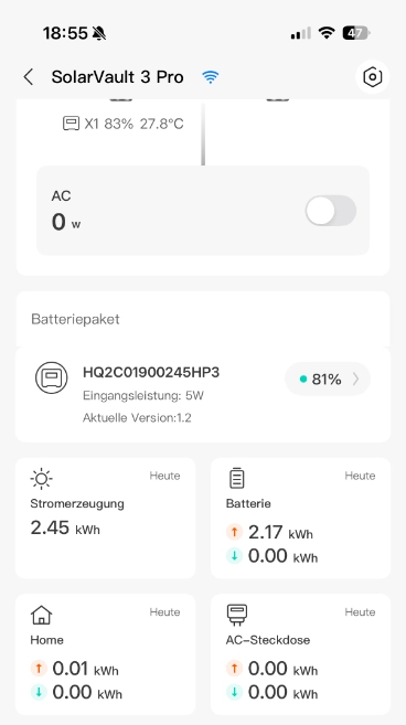 Wirkungsgrad Stromerzeugung in den Jackery Solar Vault 3 Pro Speicher