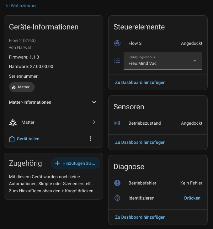 Narwal Flow 2 Home Assistant Matter Integration